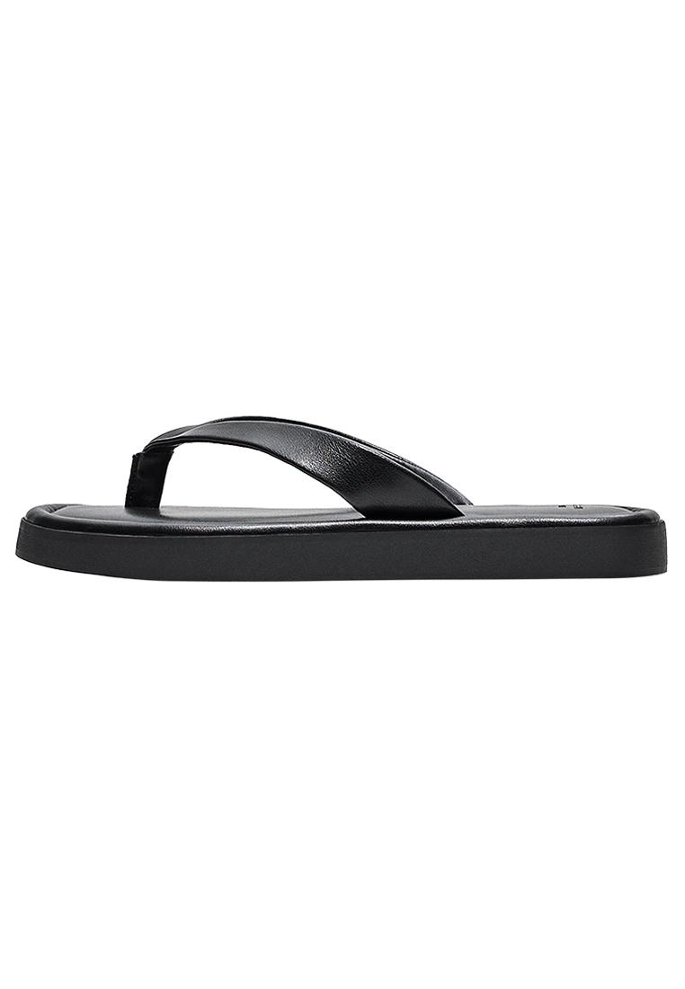 Thong flat slider sandals — BLACK