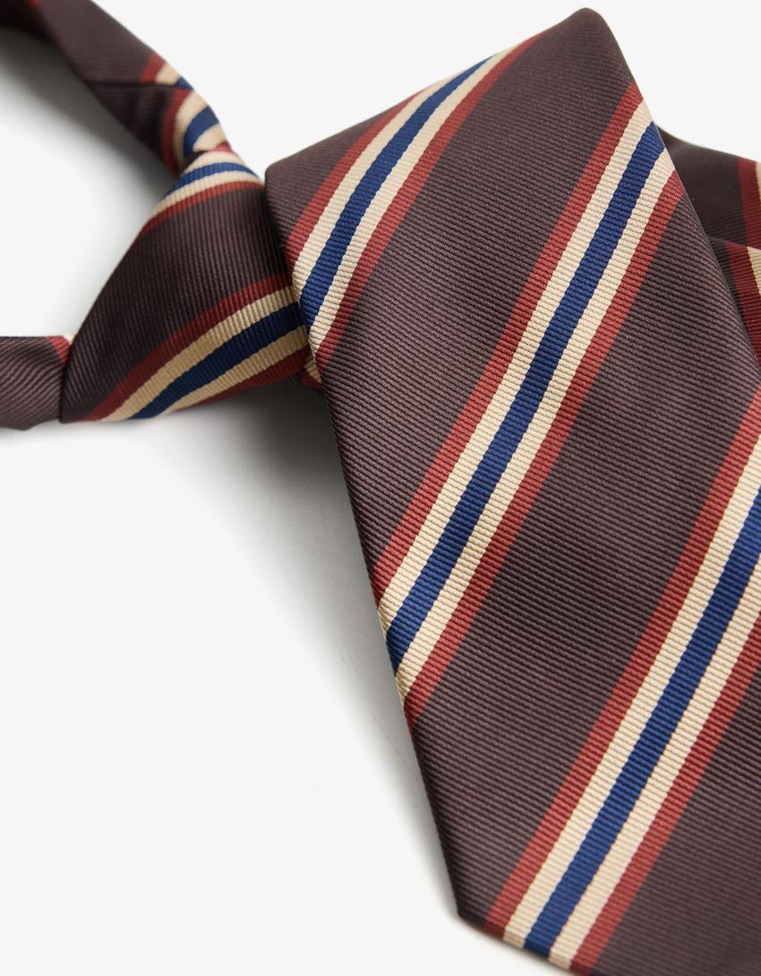Striped tie-Brown-1