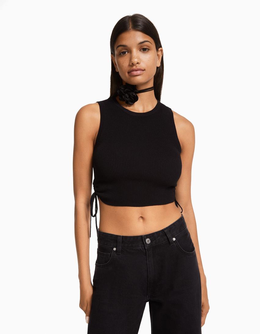 Floral choker necklace-Black-3