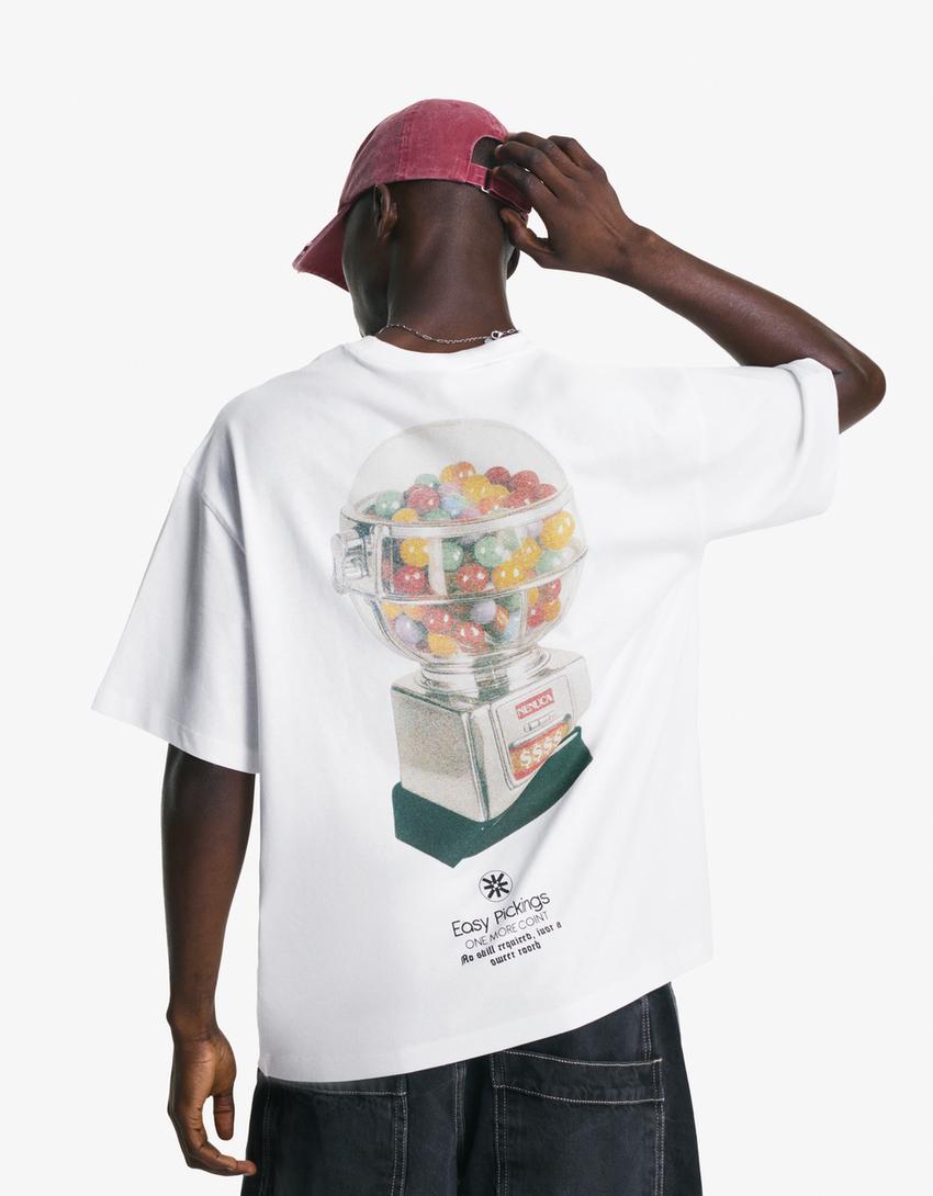 Short sleeve T-shirt with print-White-2