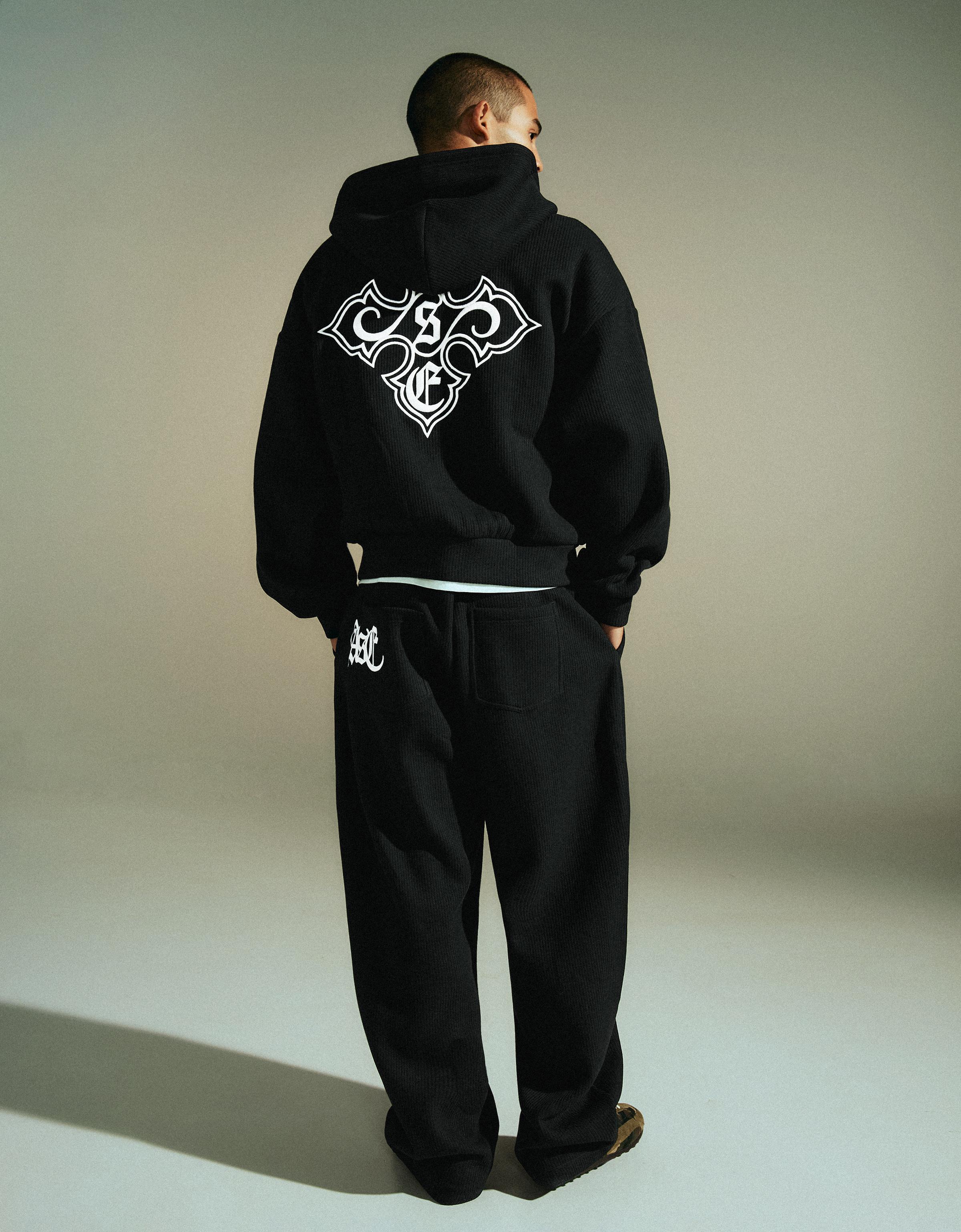 Bershka İşlemeli gofre kumaş kapüşonlu sweatshirt görsel 6