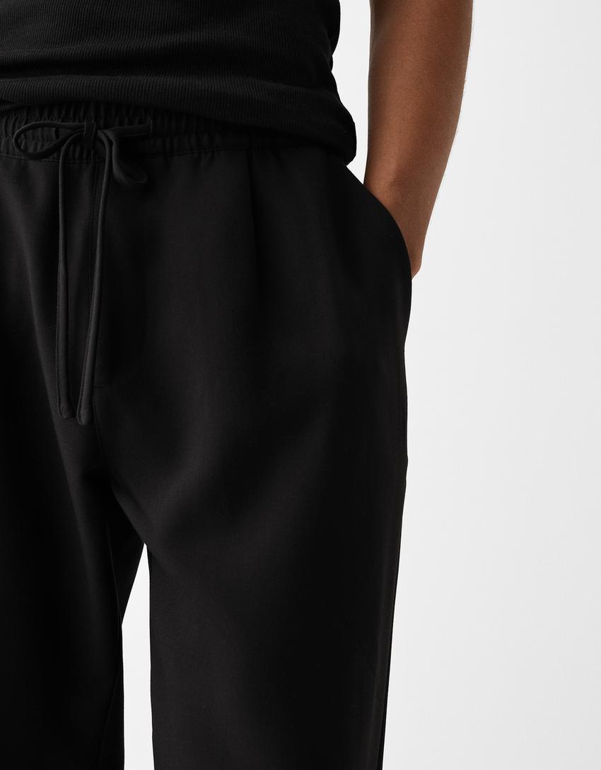 Calças jogger wide tailored fit-Preto-3