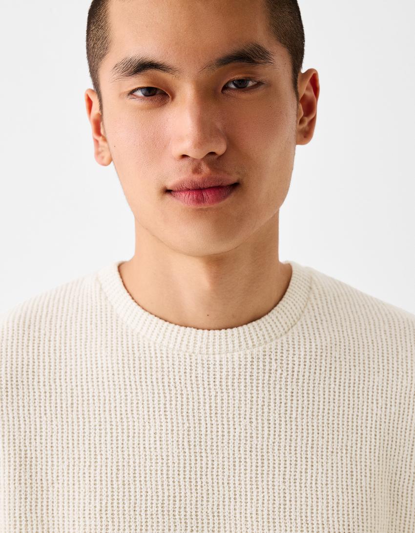 جاكيت فيست ريفي بملمس بارز-كريمي-2