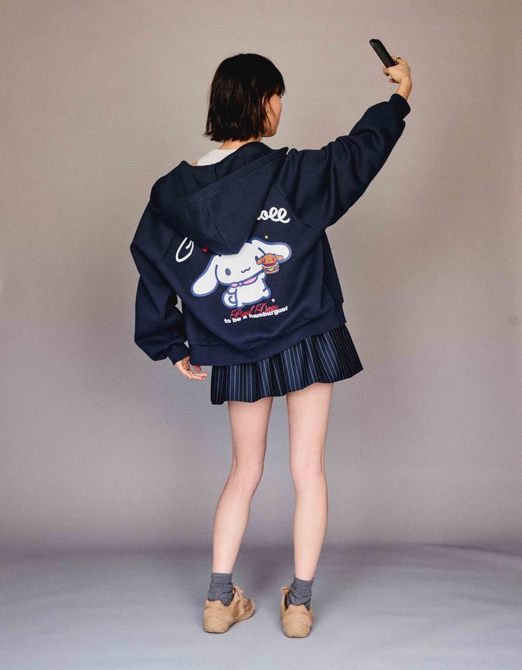 Cinnamoroll fermuarlı kapüşonlu sweatshirt