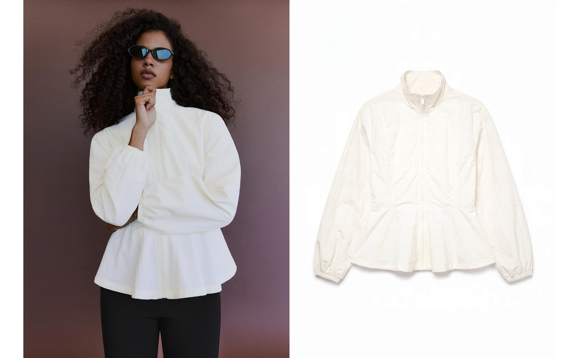 Peplum zip-up jacket — Cream