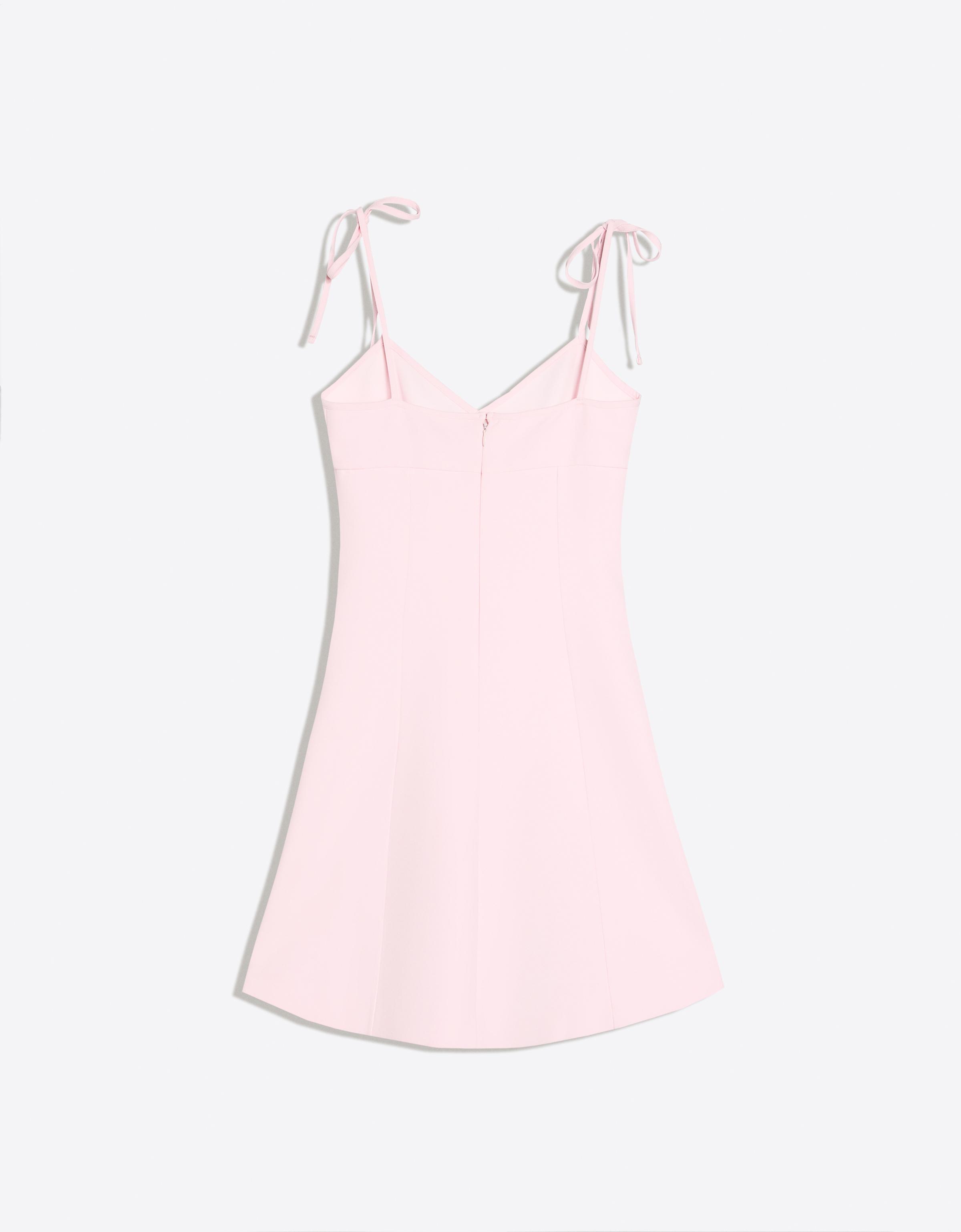 Mini dress with ribbon straps — Pink