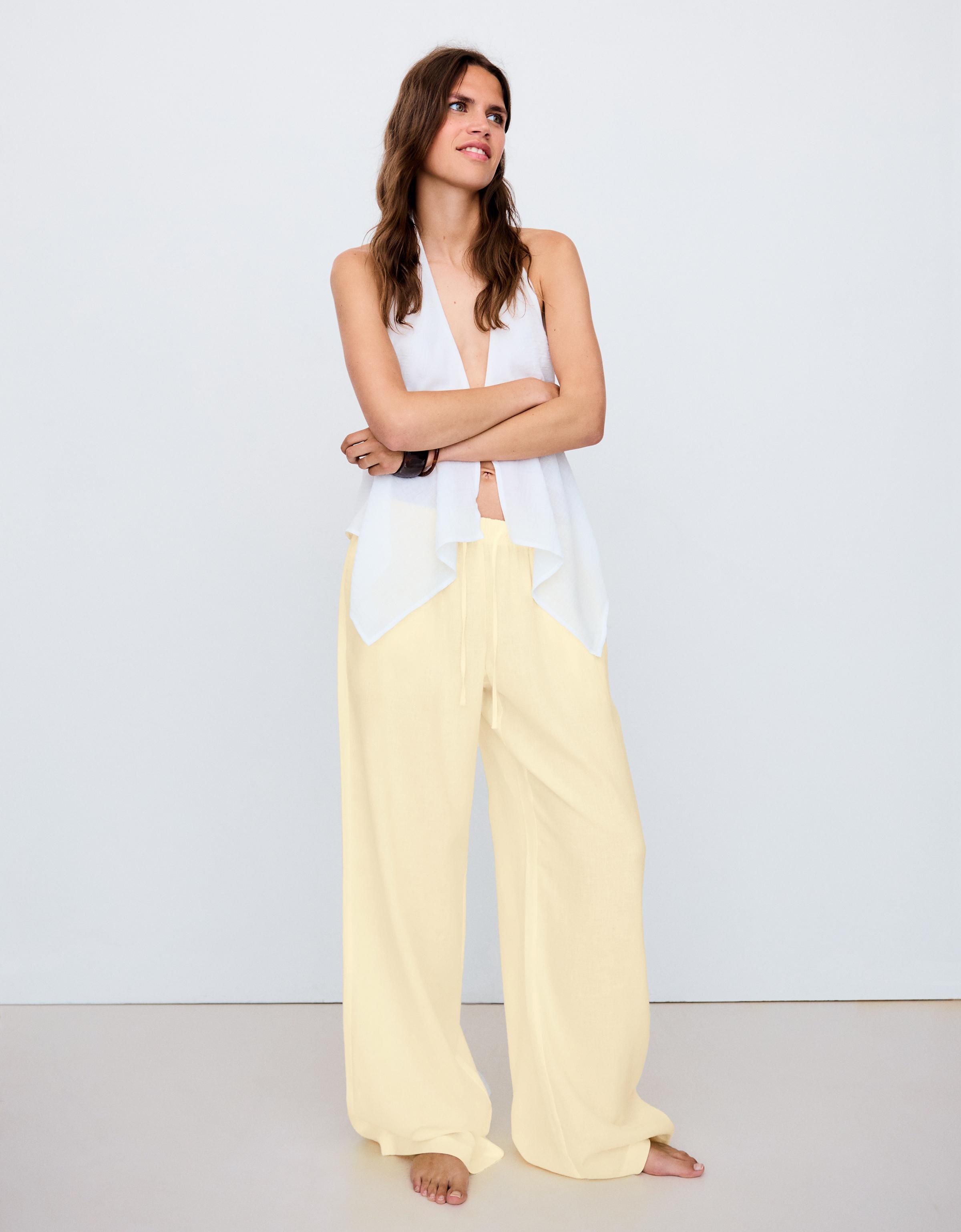 Elasticated waist trousers — Yellow