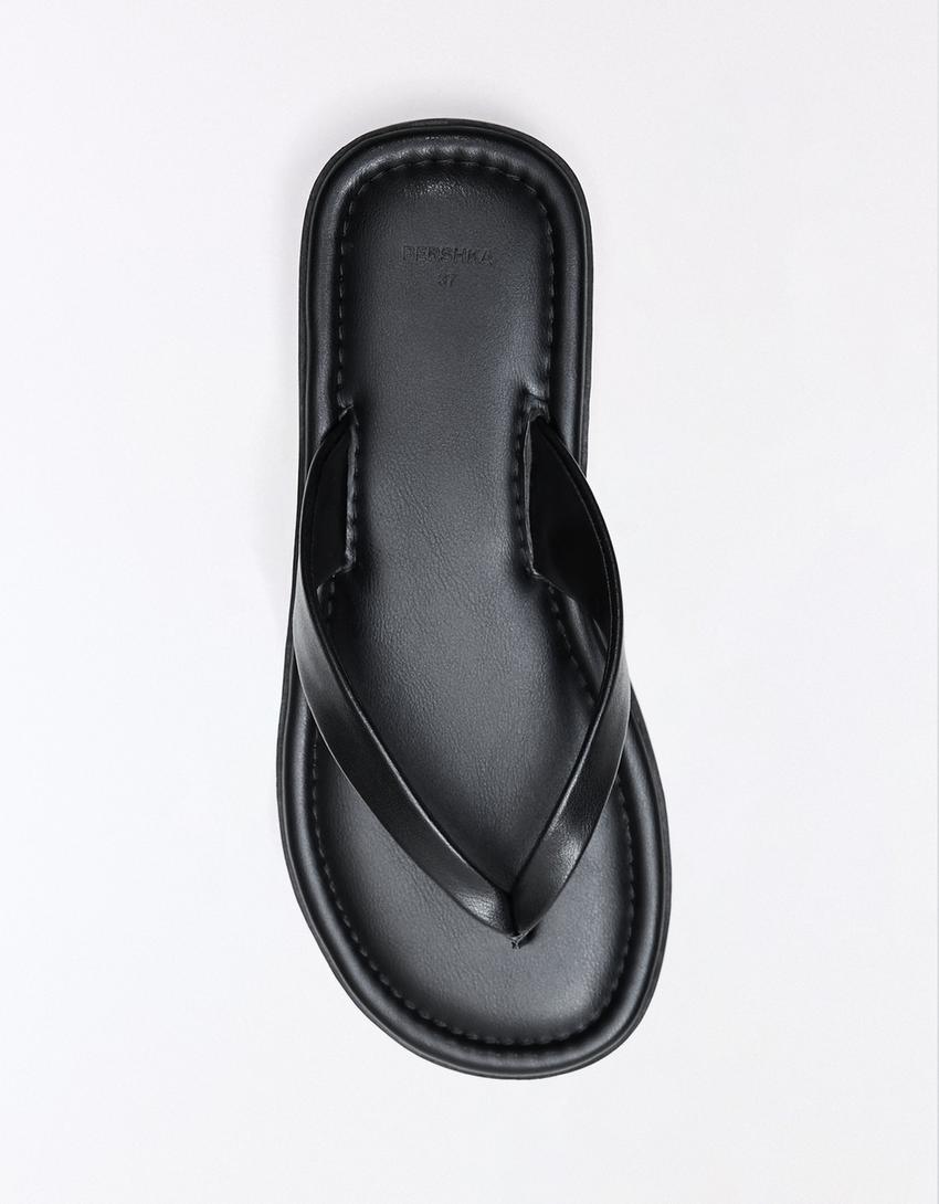 Flat thong sandals-BLACK