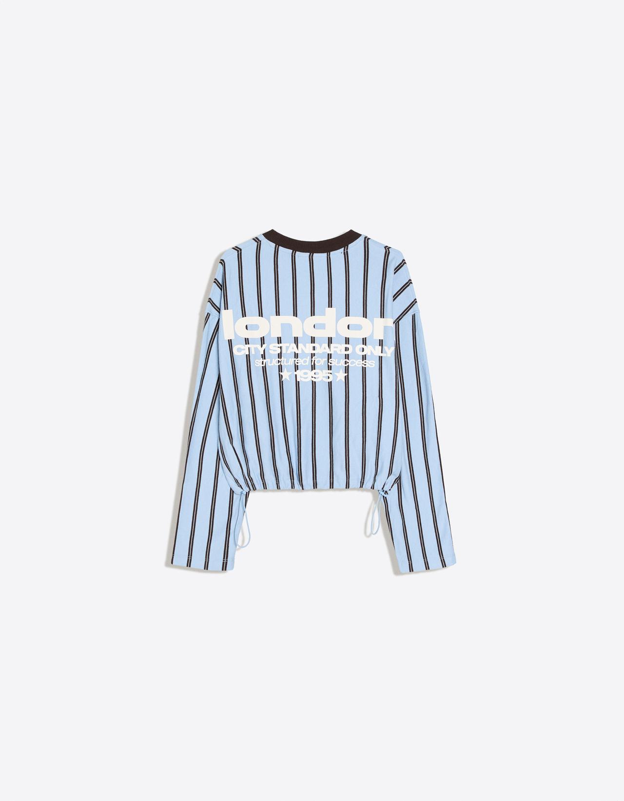 V-neck print sweatshirt — Light blue