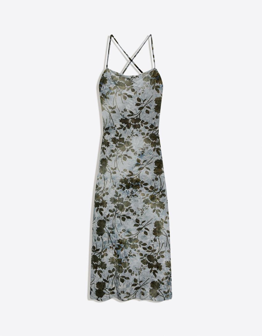 Printed midi dress-Grey
