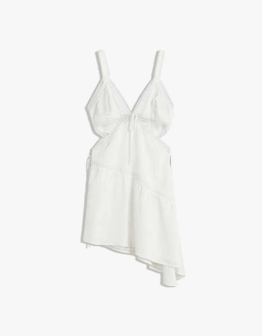 Robe mini jacquard-Blanc