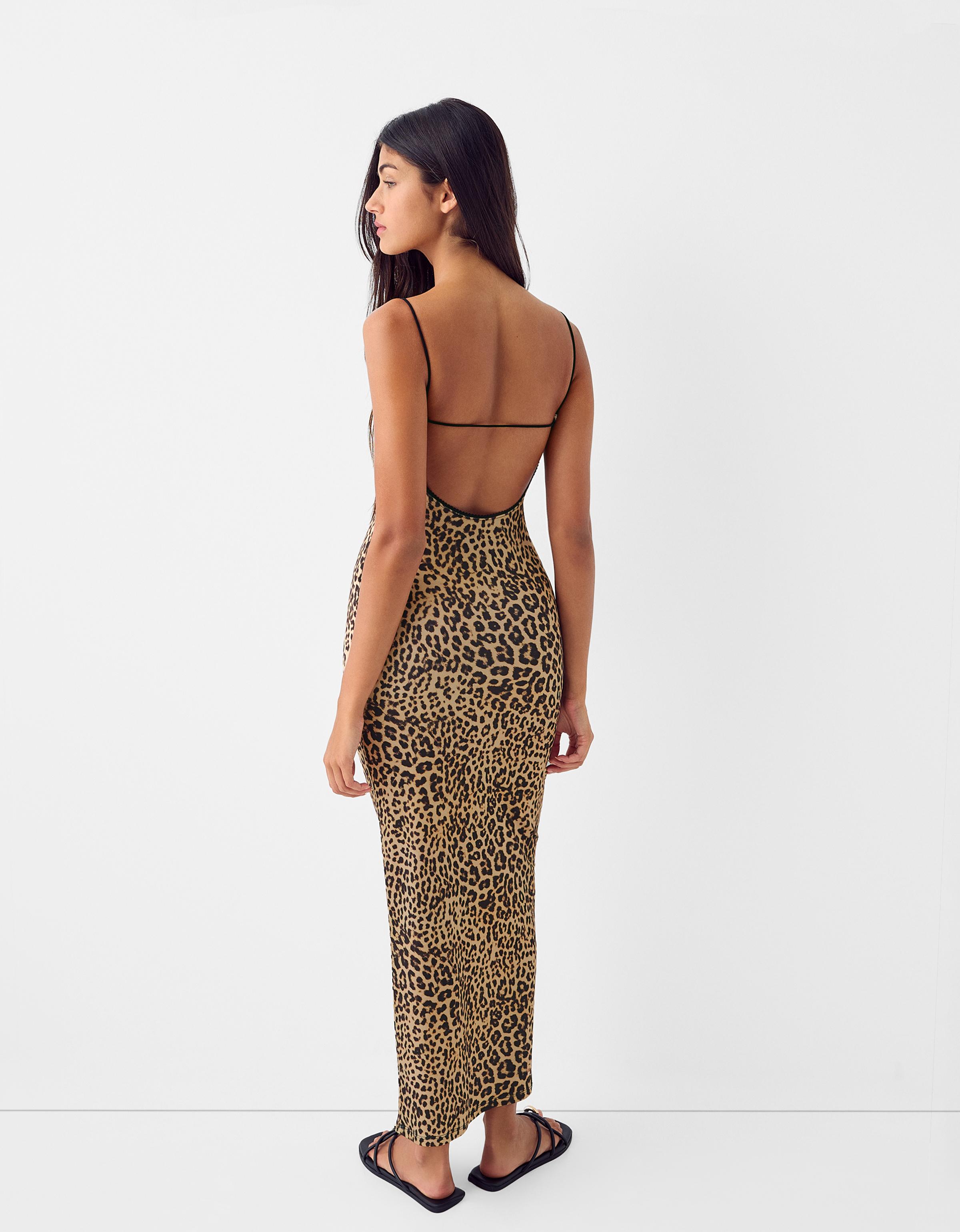 Animal print midi dress Women Bershka