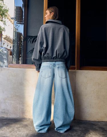 Wide-leg jeans with belt — Light blue 2