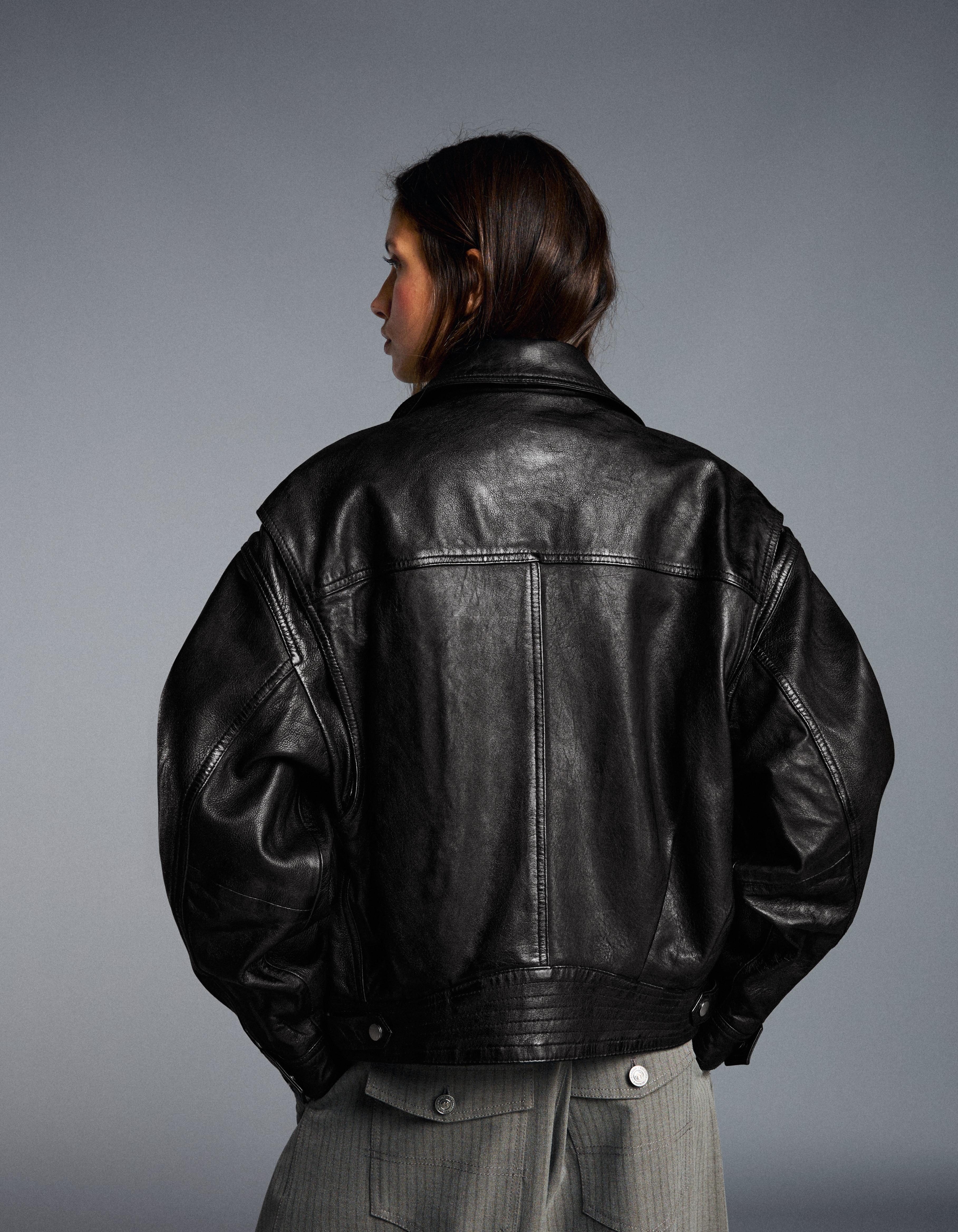 Leather biker jacket — Black