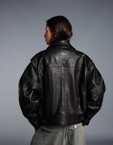 Leather biker jacket — Black 2