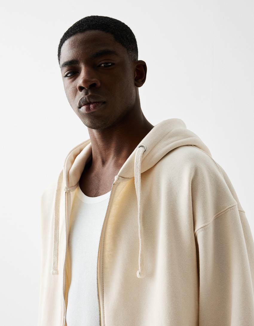 Zip-up hoodie-Off white-2