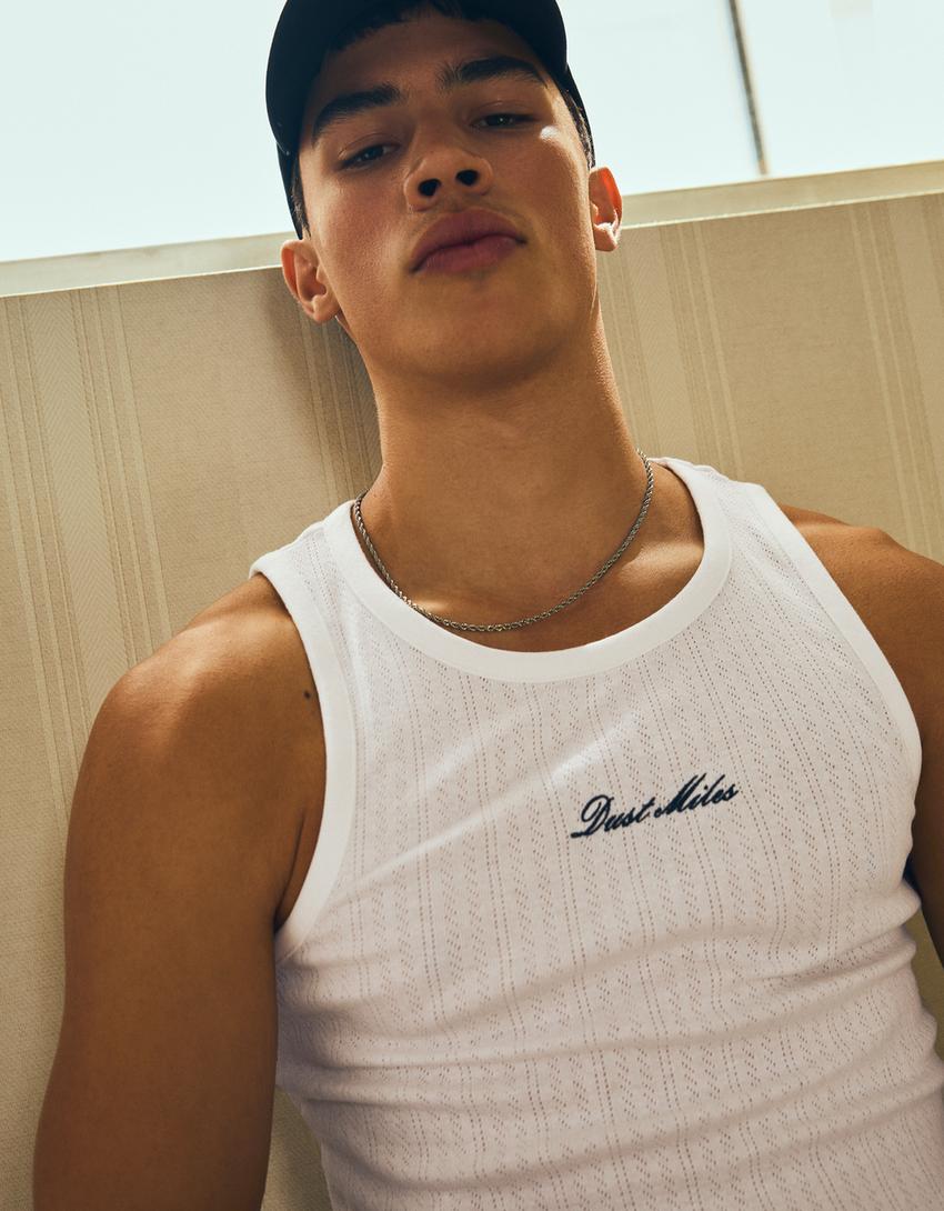 Vest top with print-Off white