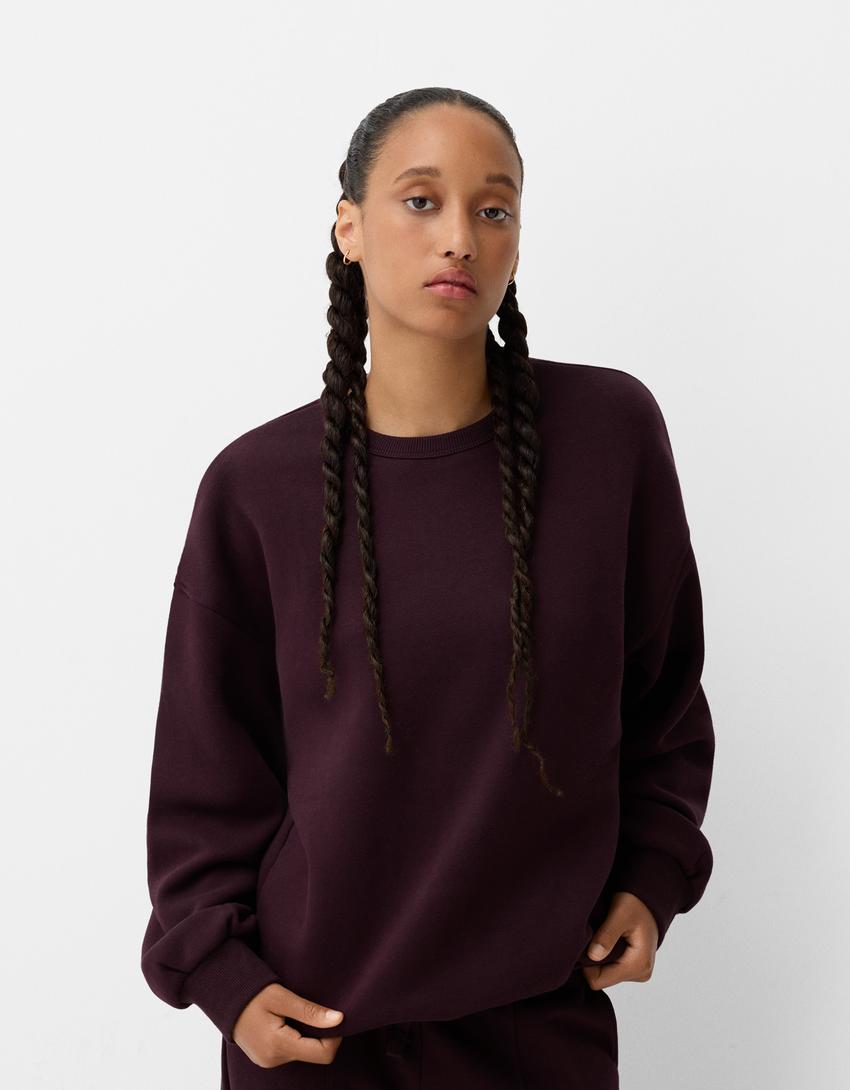 Oversize-Sweatshirt mit Seitentaschen-Violett-0