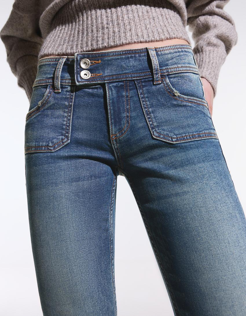 Low-rise boot-cut jeans-Light blue