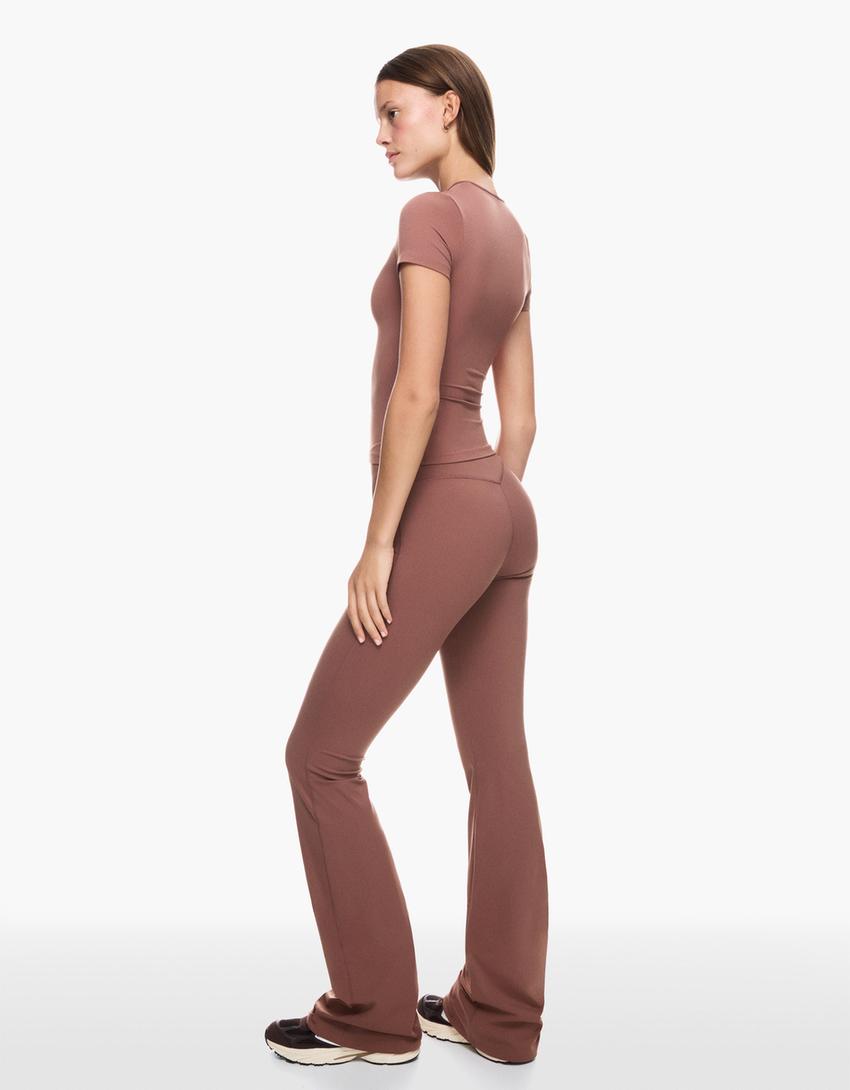 Pantaloni flare tecnici-Arancione-4