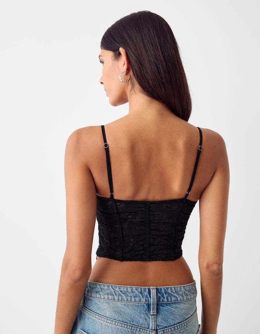 توب من دانتيل شريطي بحمالات-أسود-2