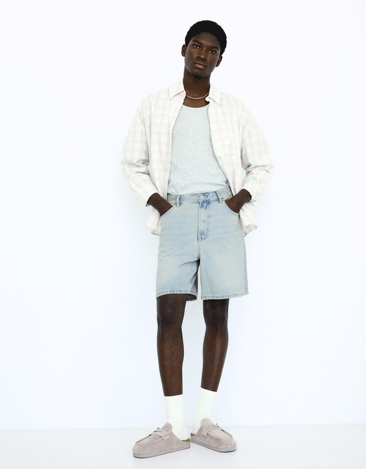 Denim Bermuda shorts — Light blue
