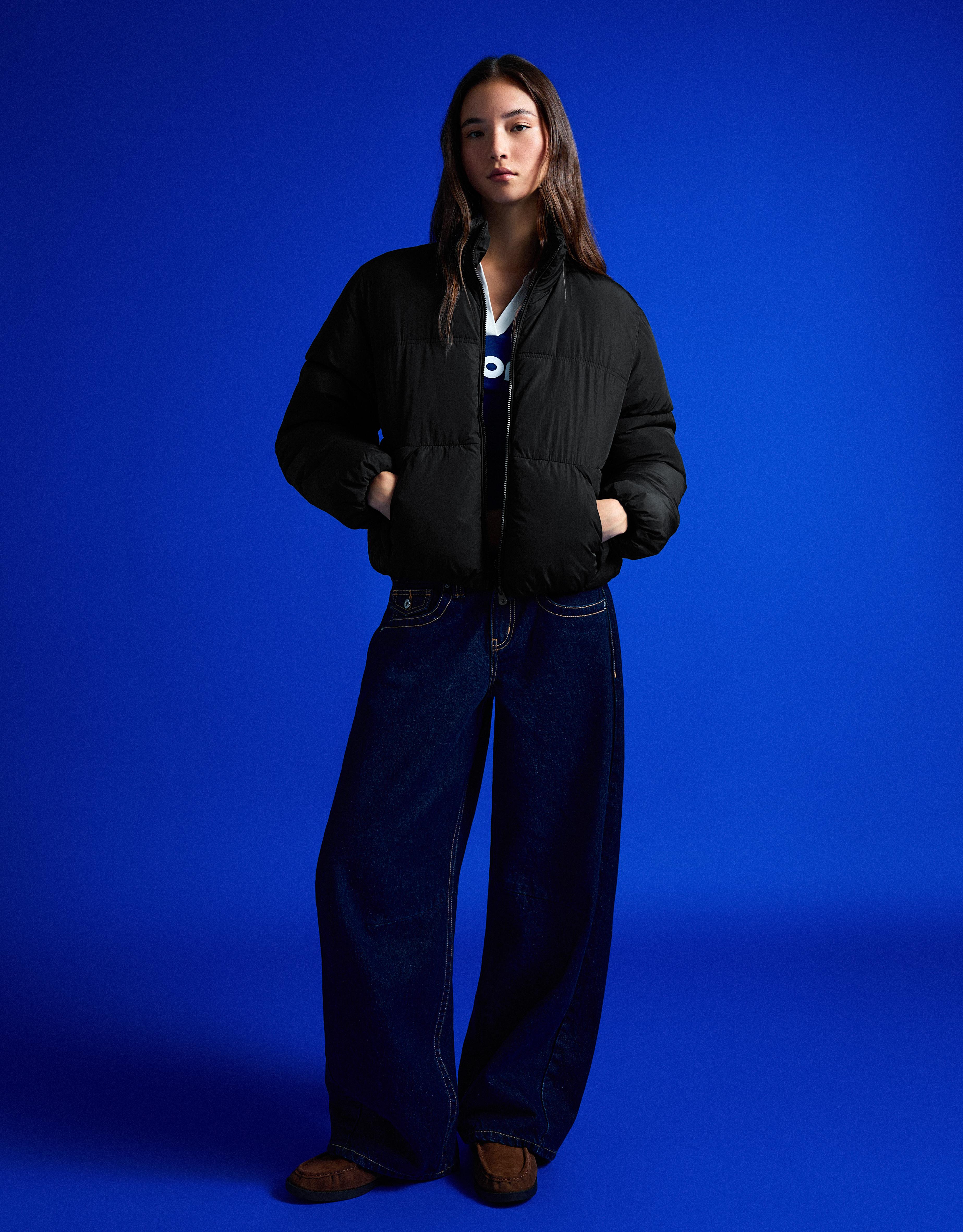 Water-repellent padded jacket — Black