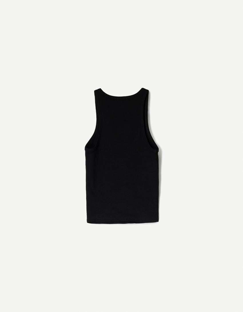 Camiseta sin mangas rib-Negro