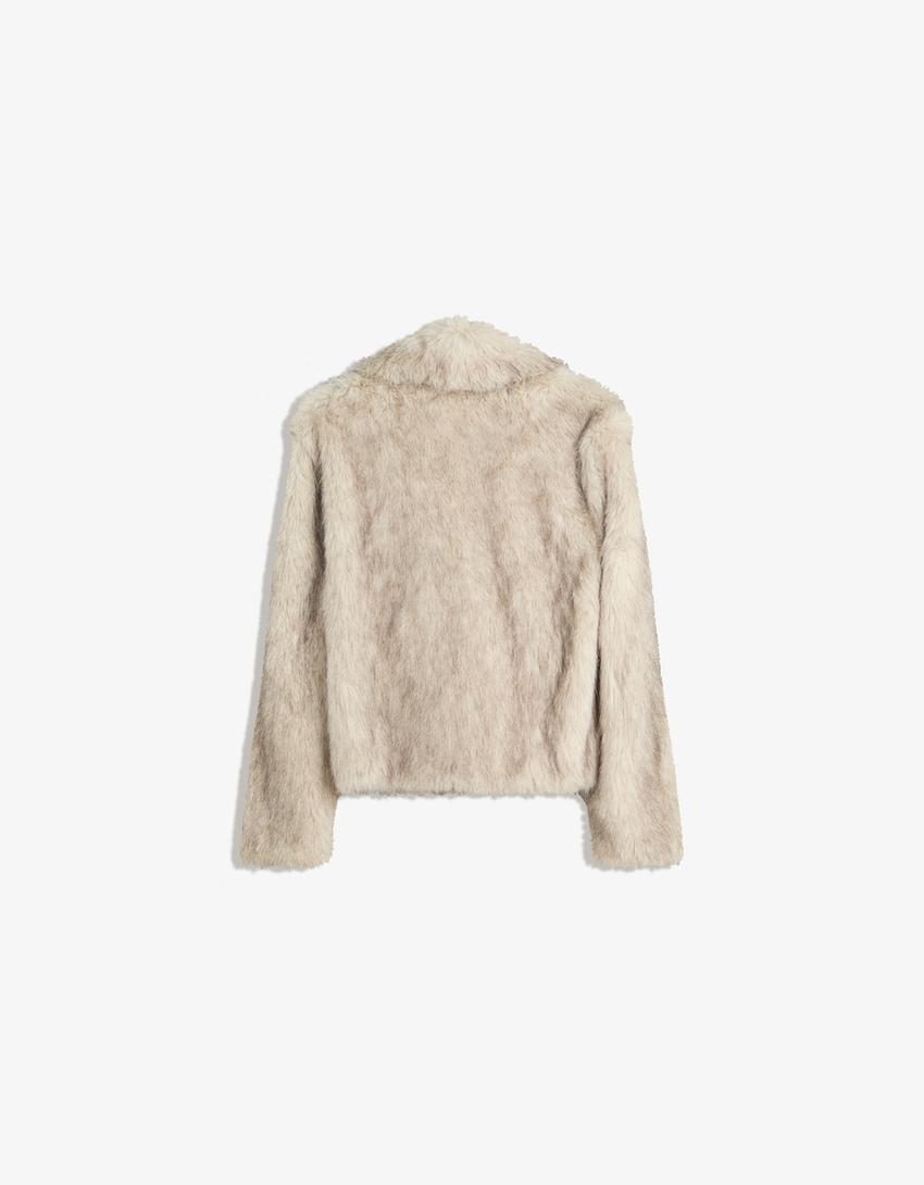 Faux fur jacket-Cream-4