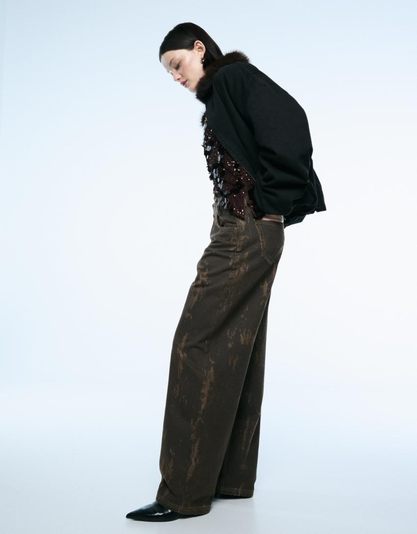 Pantalon baggy fit imprimé-Kaki