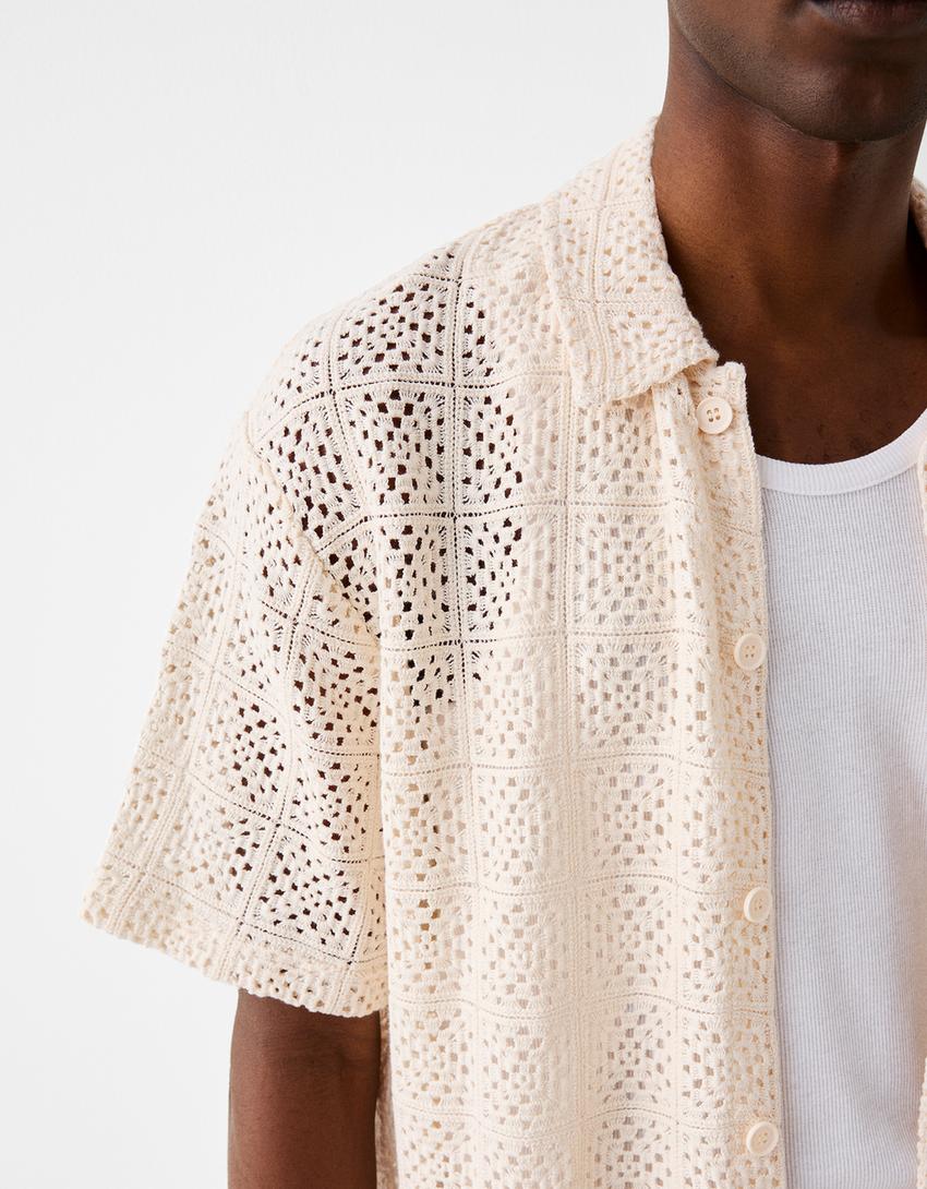 Chemise texturée crochet-Écru-5