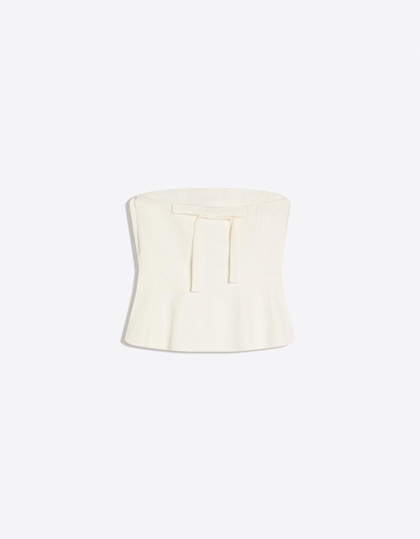Bustier top with back bow-White