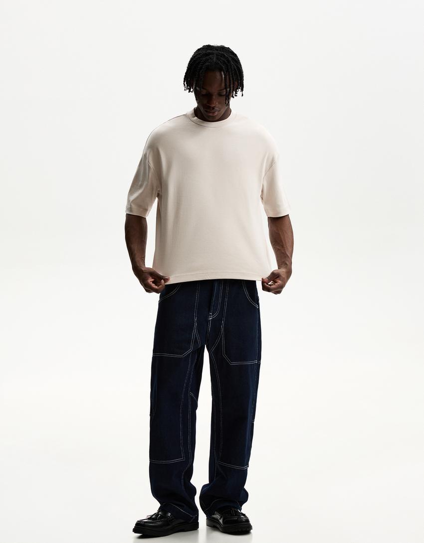Boxy short sleeve T-shirt-Stone