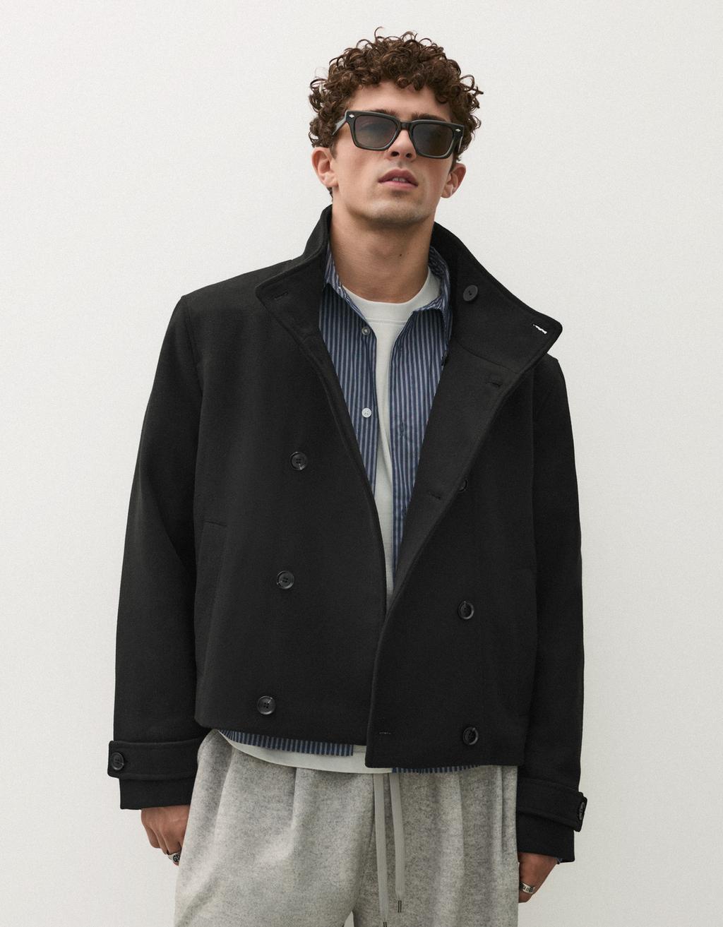 Bershka Keçə effektli huni yaxalı jaket
