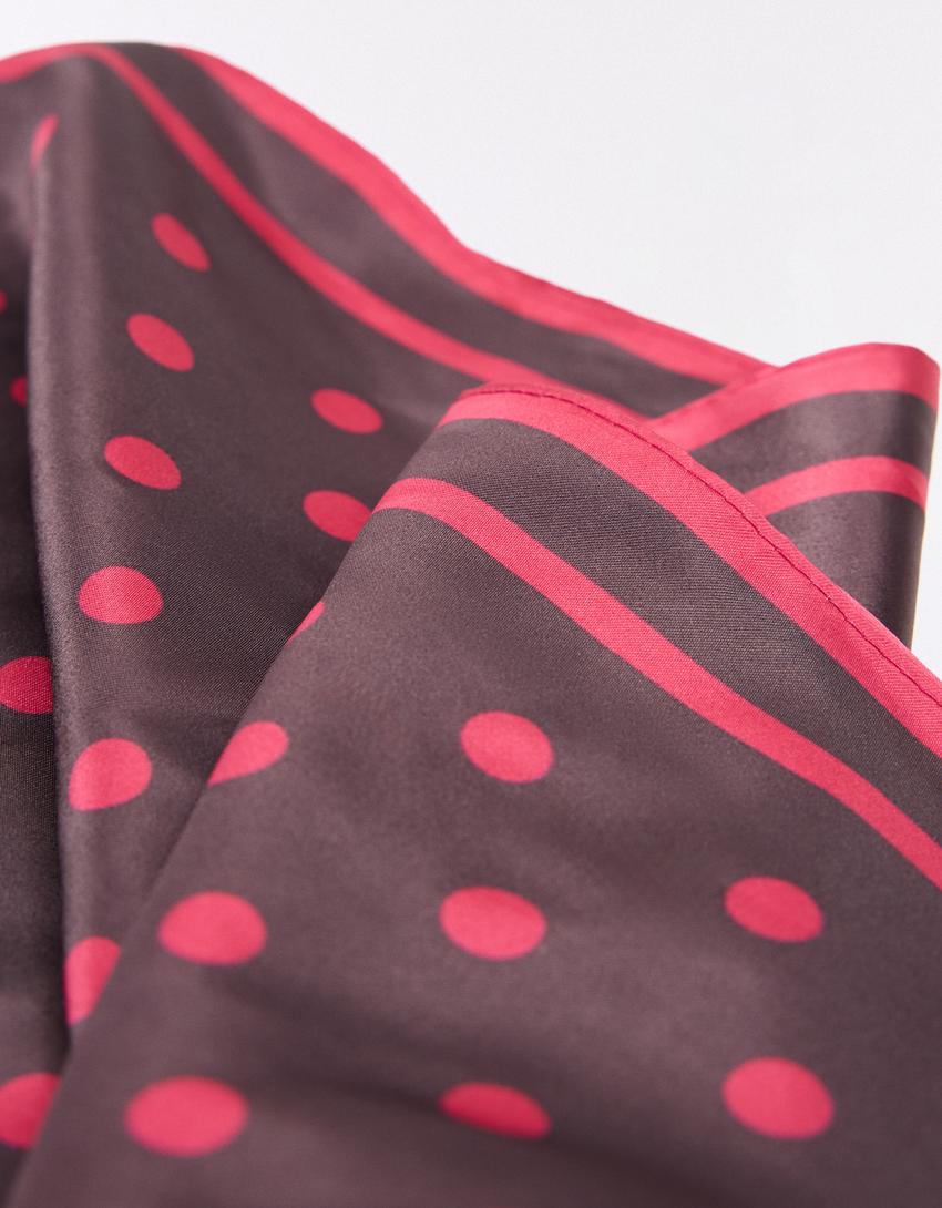 Polka dot scarf-Brown
