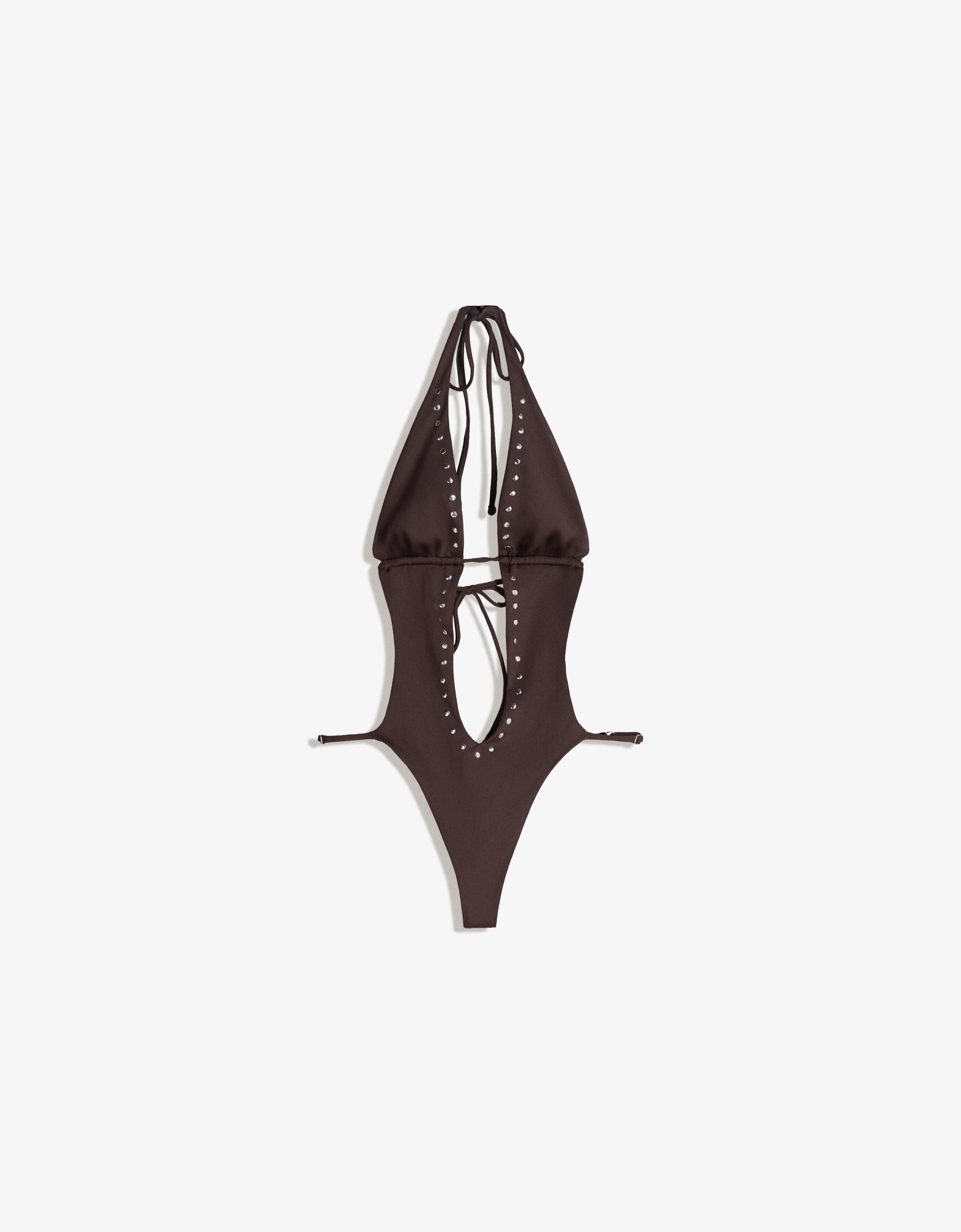 Studded swimsuit — Brown