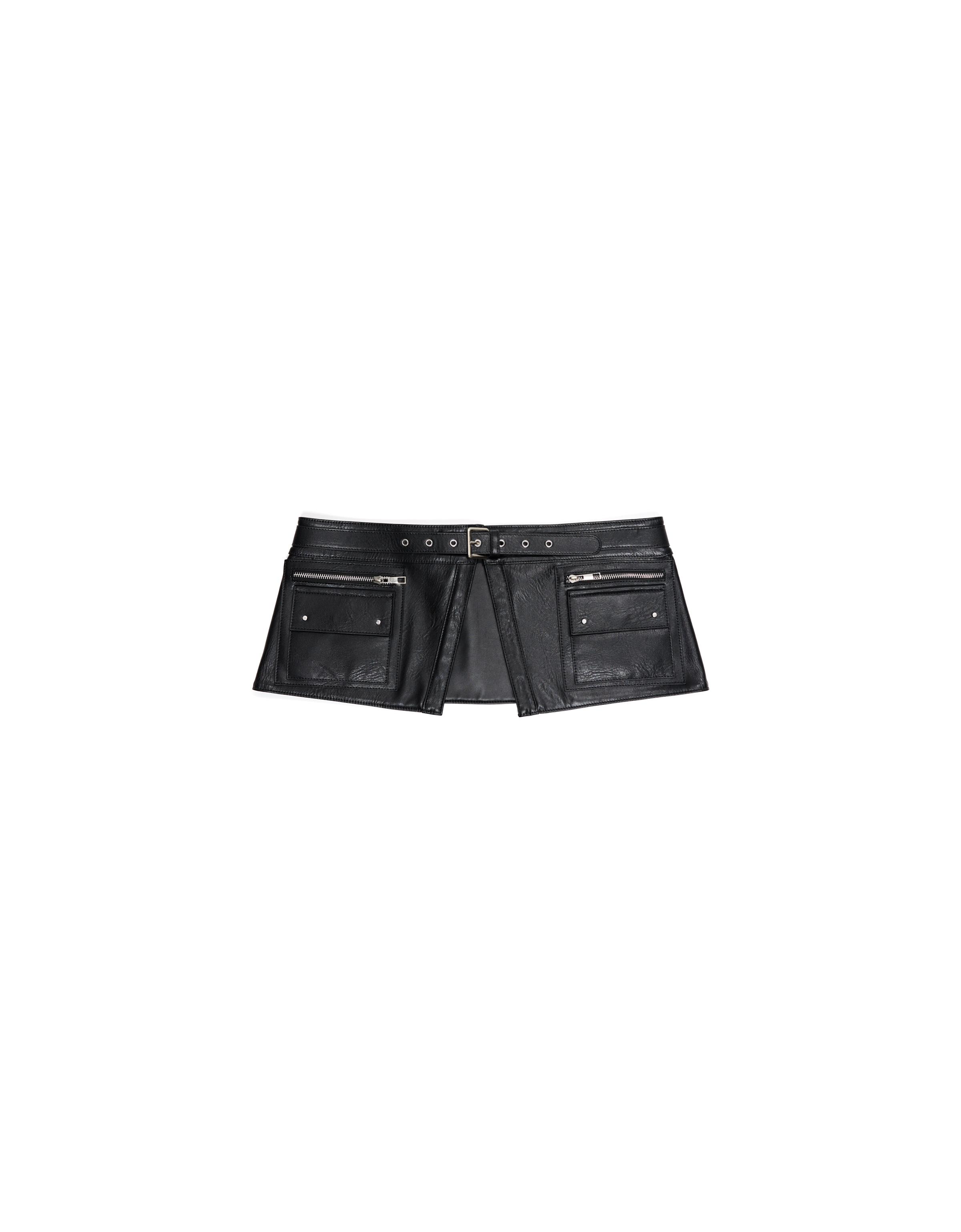 Zip-detail skirt belt — Black