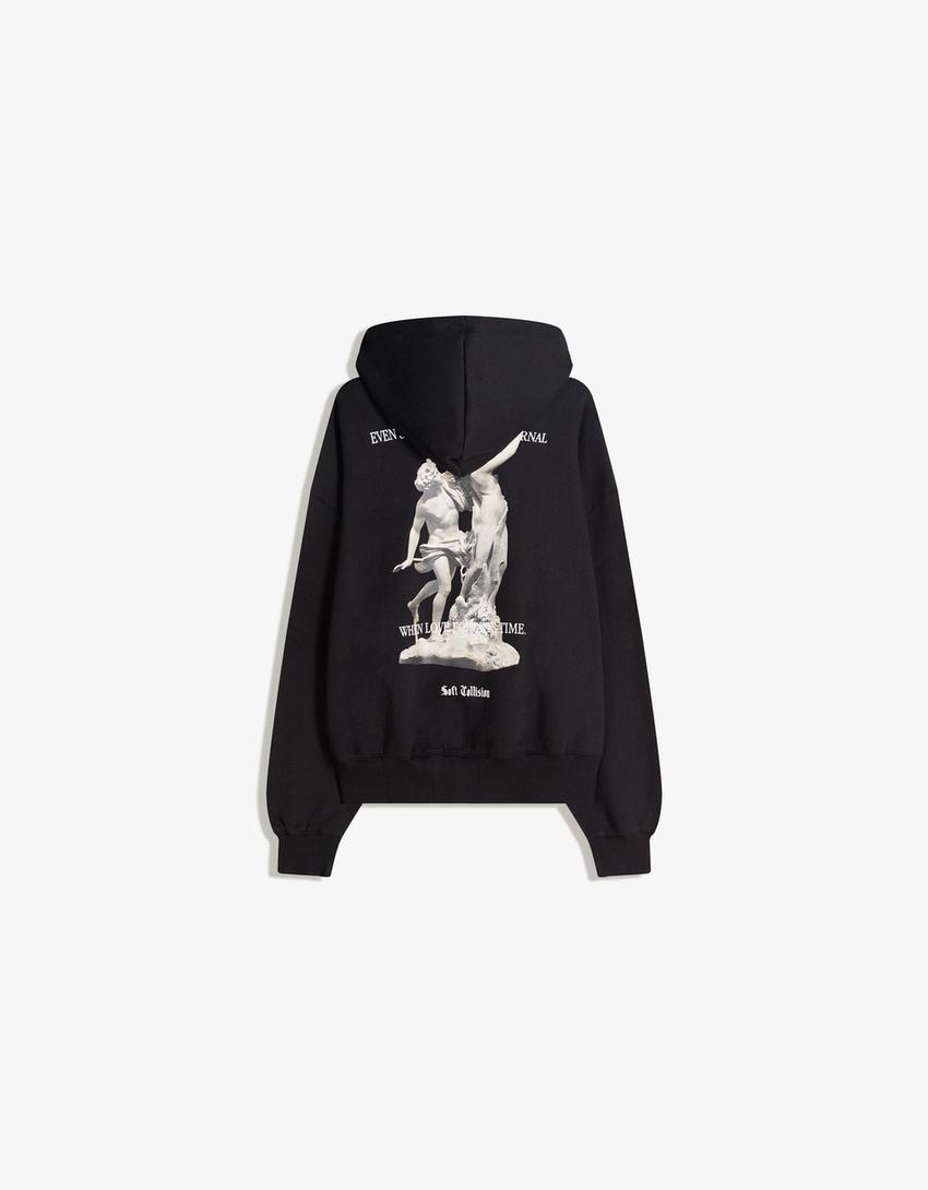 Sweatshirt fecho de correr estampado Apolo e Dafne-Preto