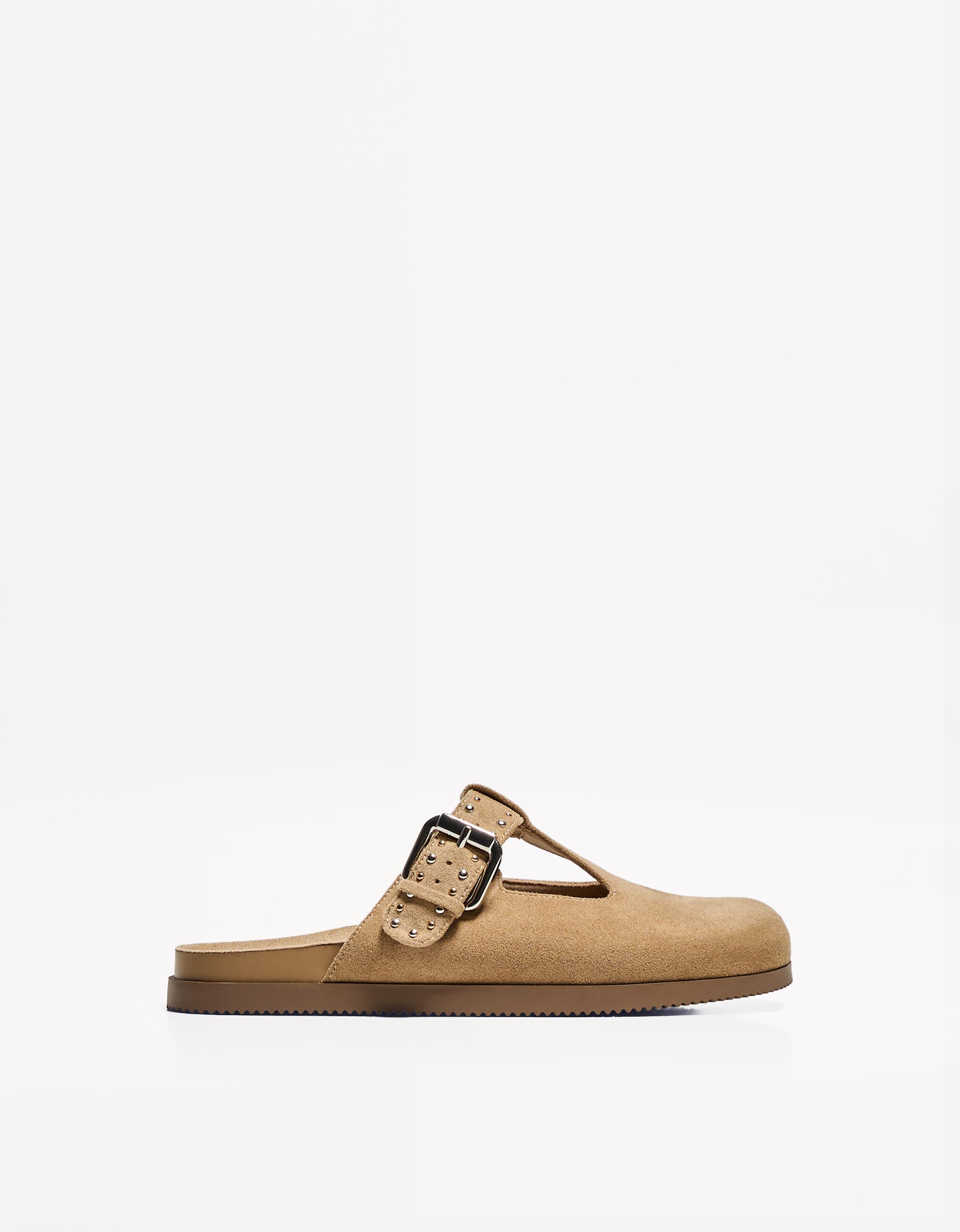Bershka Clogs Mit Schnalle Damen 36 Sandfarbe