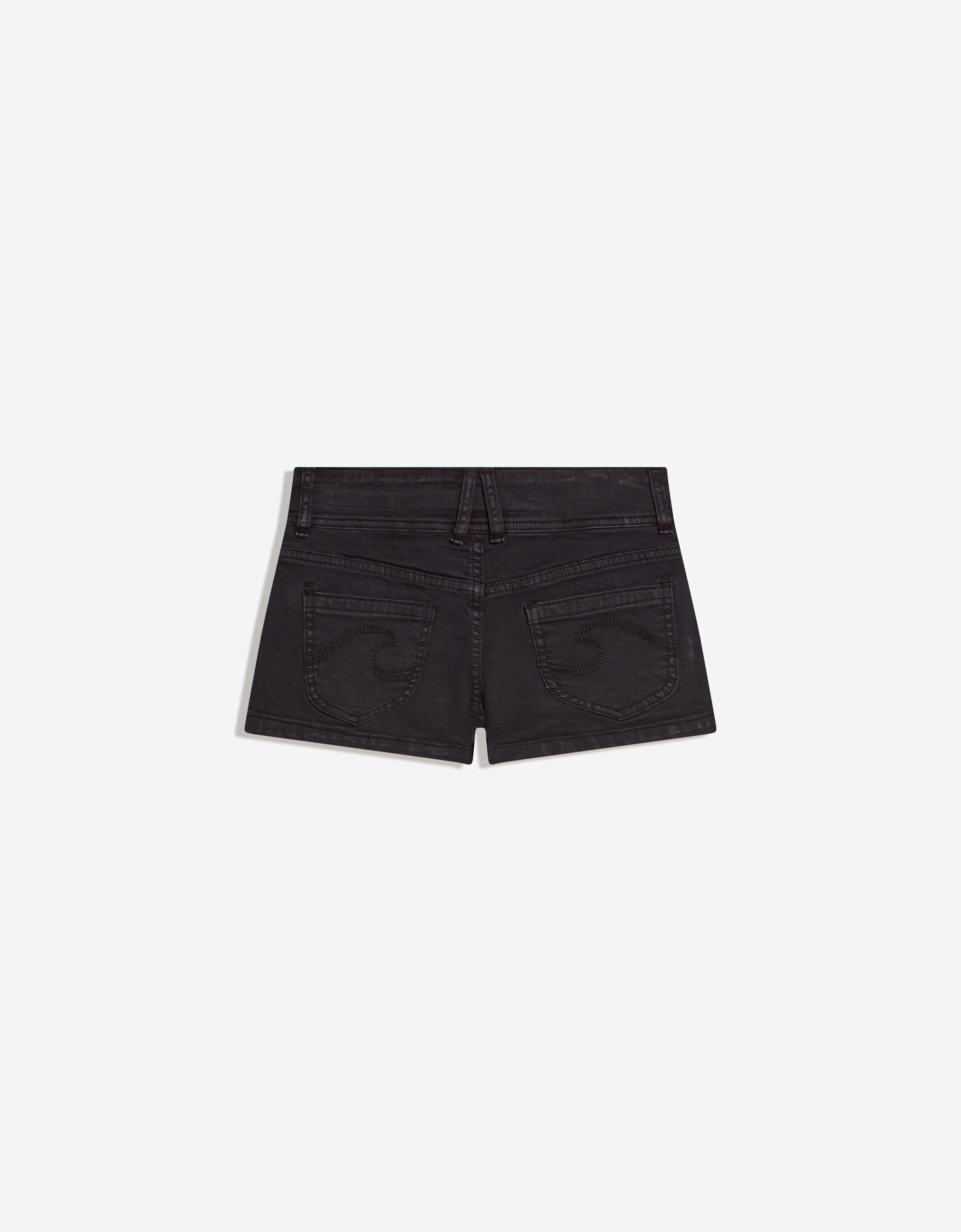 Embroidered denim mini shorts