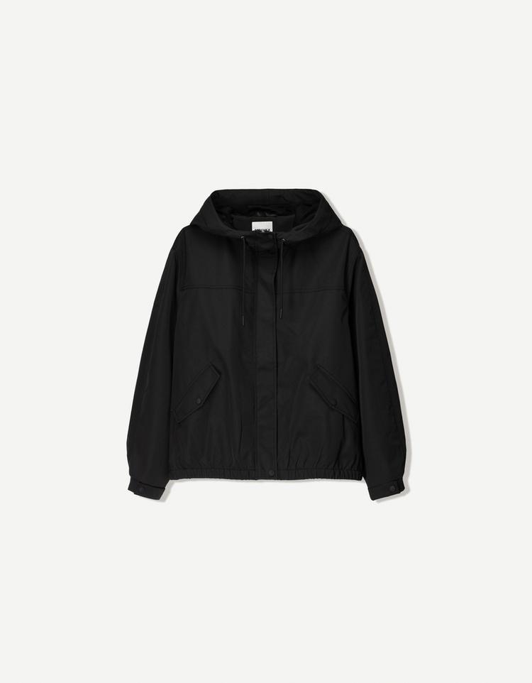 Lightweight hooded technical jacket