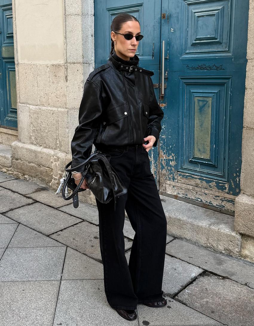 Wide-leg jeans-Black