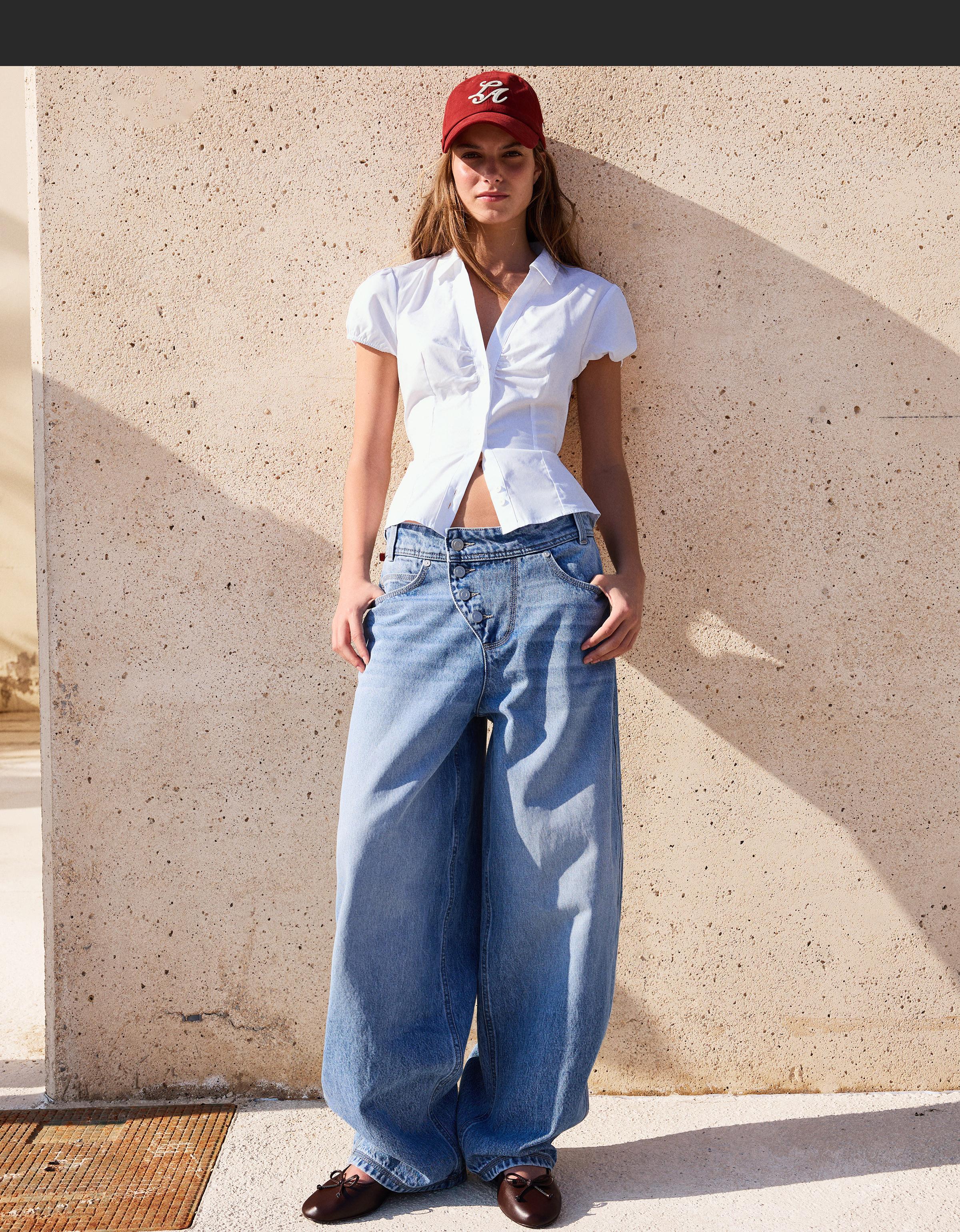 Kısa kollu poplin bağlamalı gömlek - Görsel 18