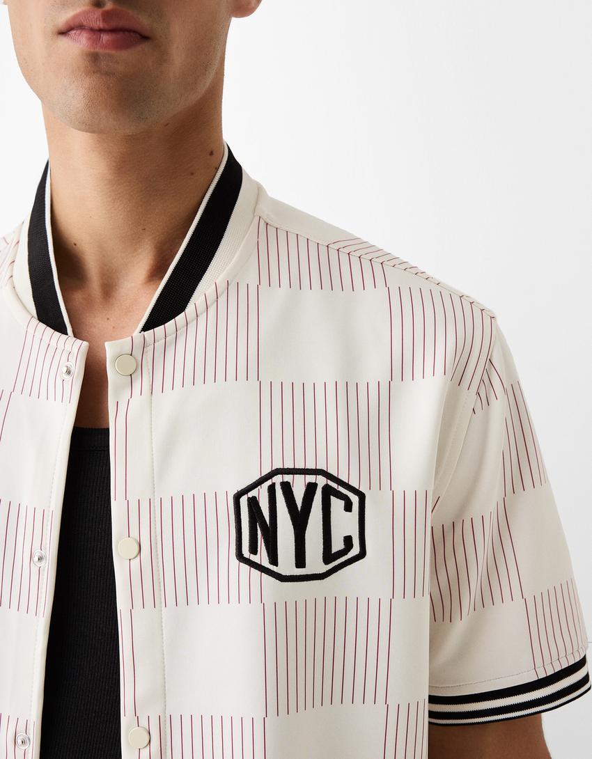 Chemise manches courtes interlock imprimé-Rouge-5