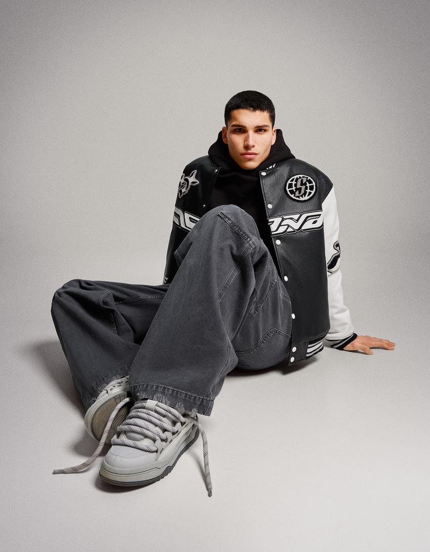 Sneakers style skate Generation Bershka homme-Gris-1