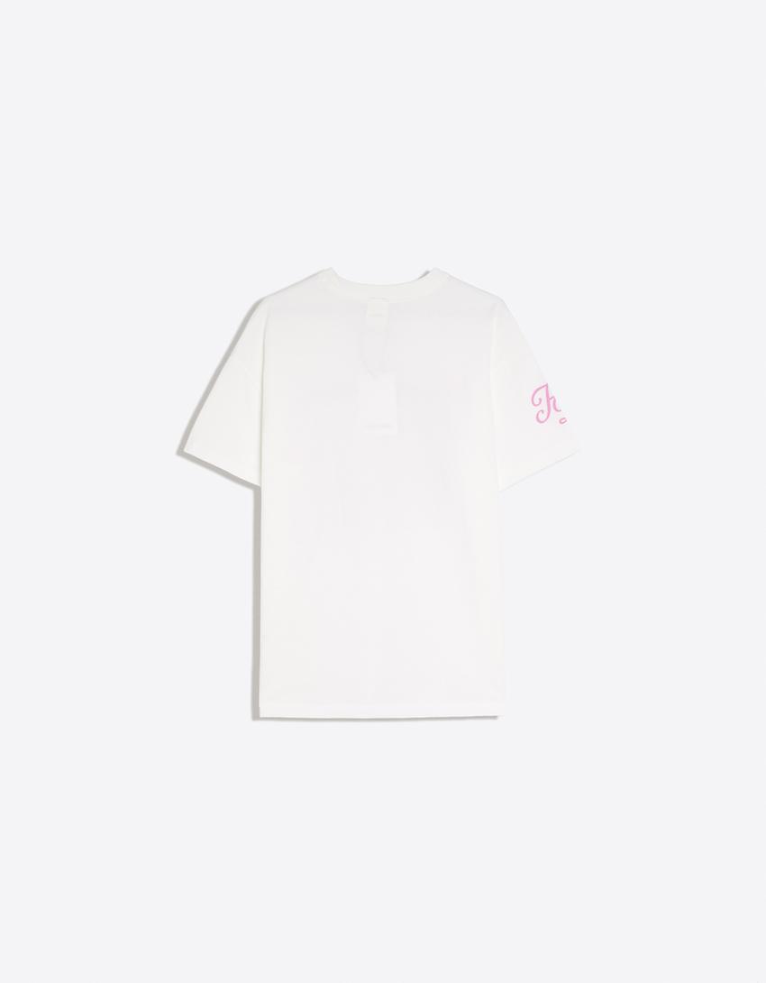 Camiseta manga corta oversize HILARY DUFF-Blanco roto