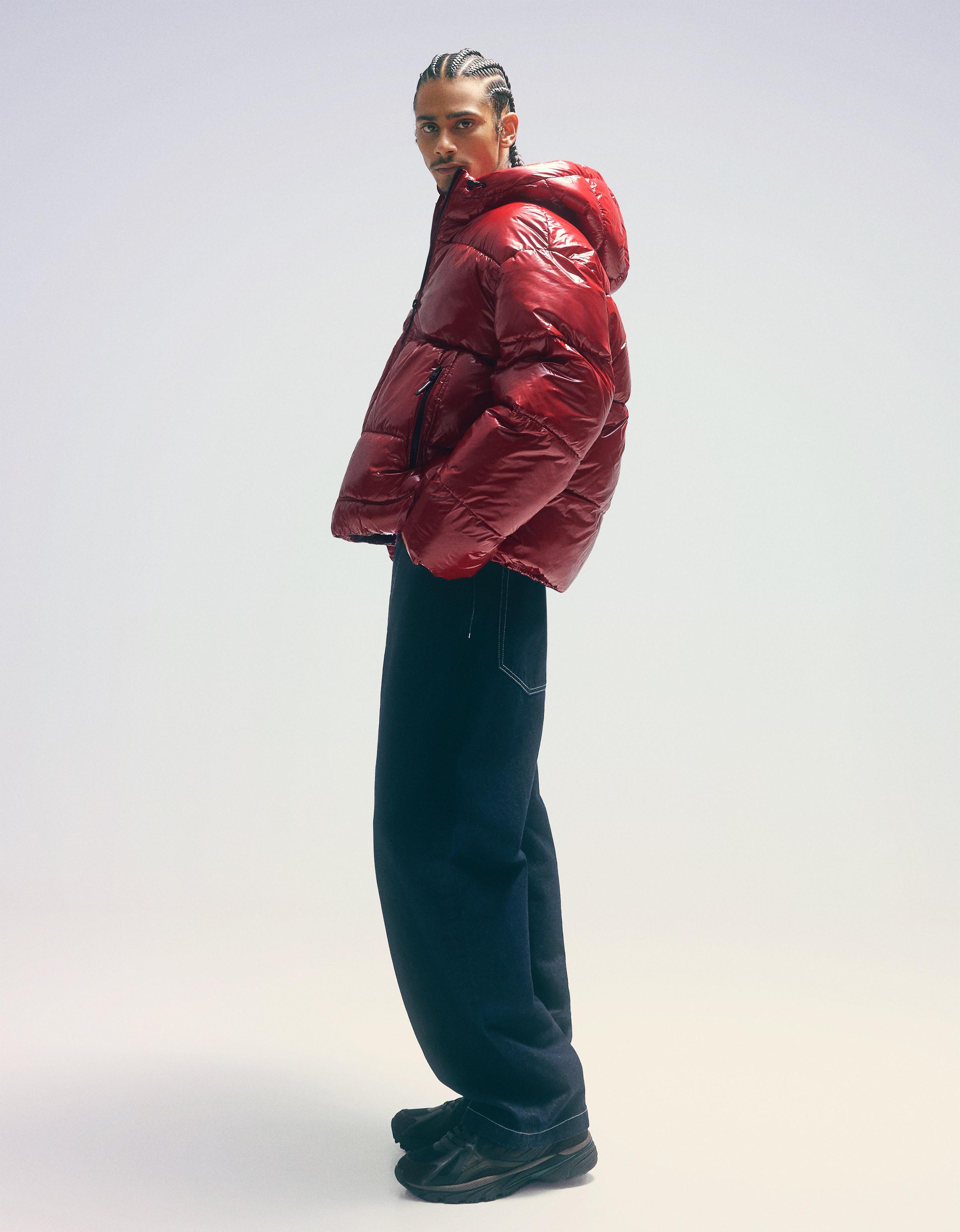 Hooded puffer jacket — Red