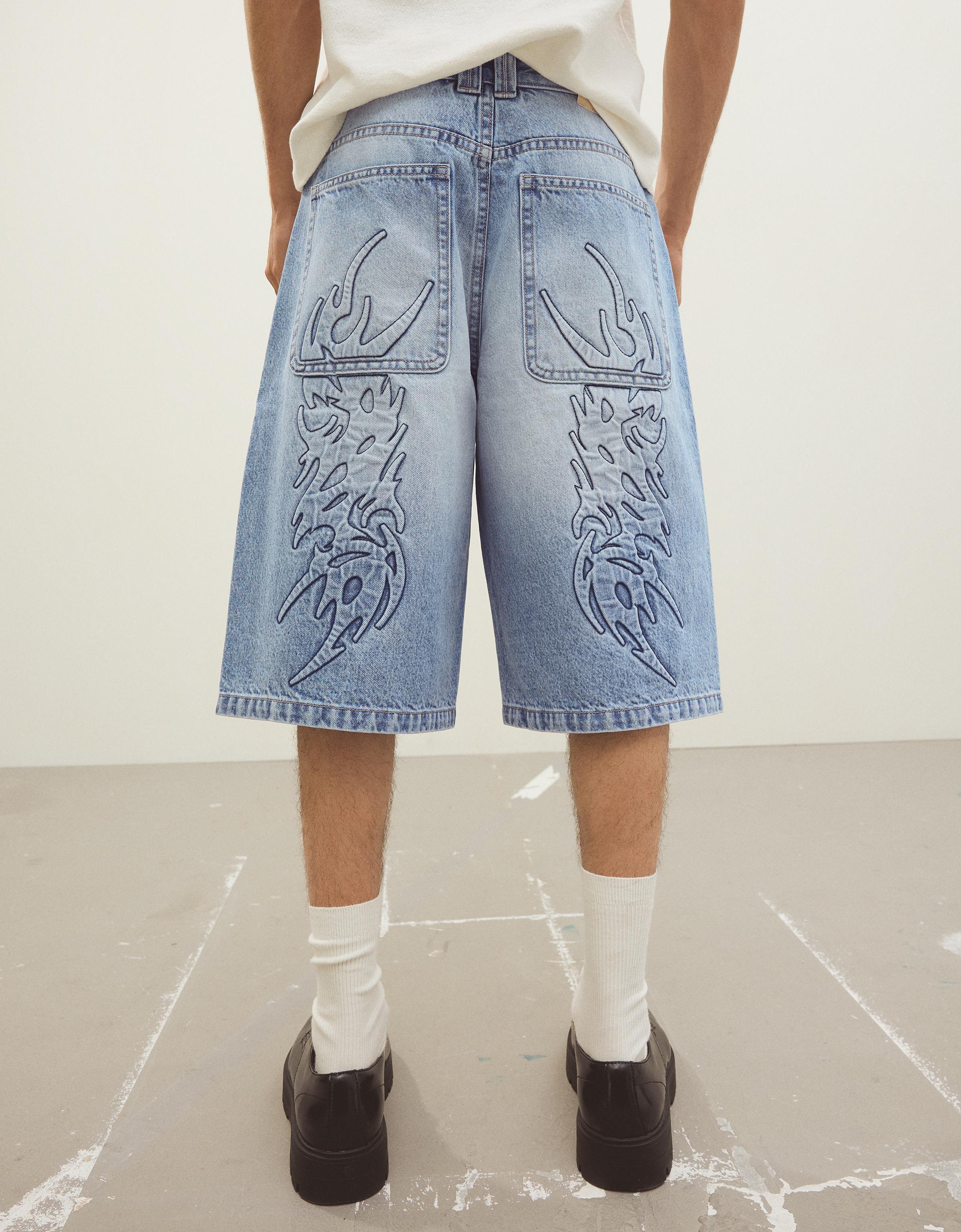 Bershka Baggy fit denim bermuda görsel 6