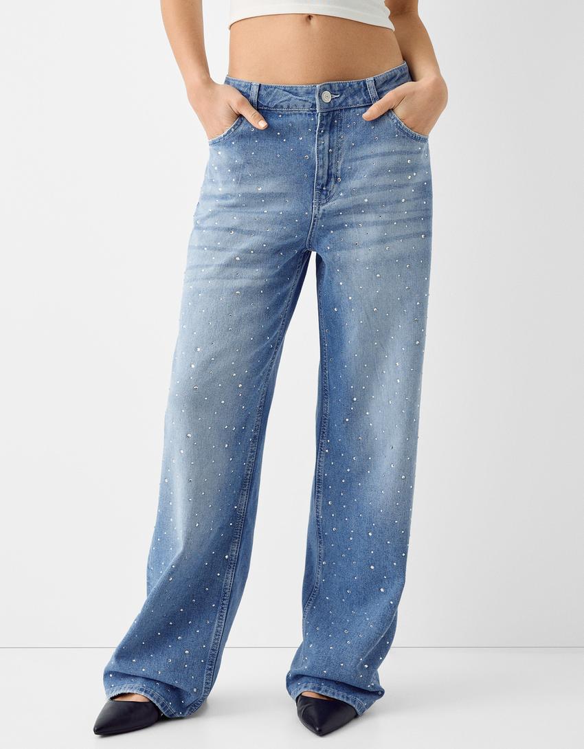 Jean baggy brillant-Bleu lavé-1