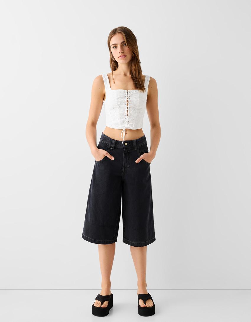 توب كورسيه بتطريز سويسري وتفصيل ربطة-كريمي-3